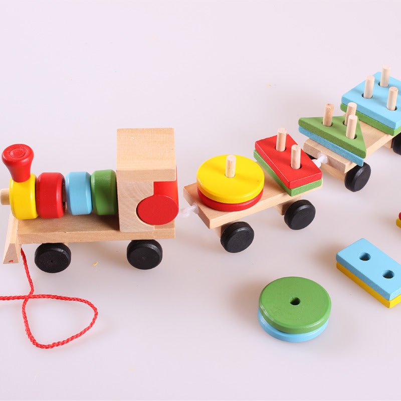 Wooden Train Tractor Puzzle Toy