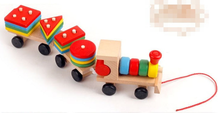 Wooden Train Tractor Puzzle Toy