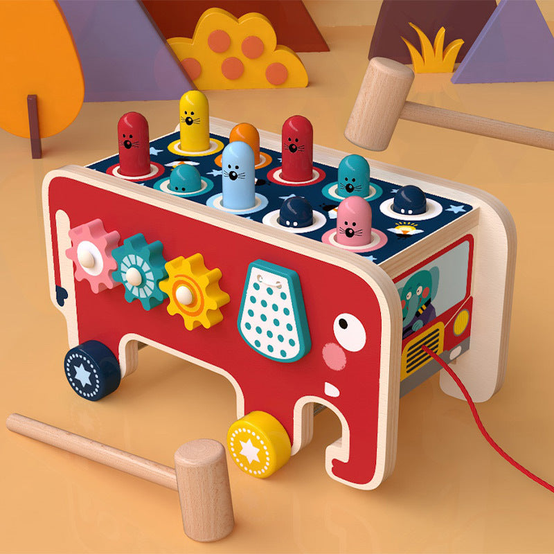 Montessori Wooden Animal Bus Pounding Toy