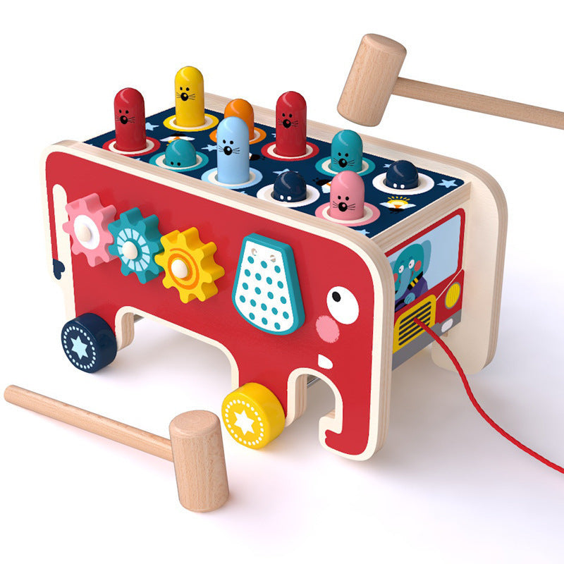 Montessori Wooden Animal Bus Pounding Toy