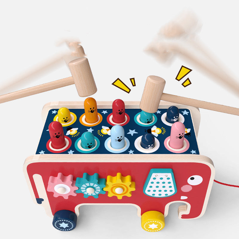 Montessori Wooden Animal Bus Pounding Toy