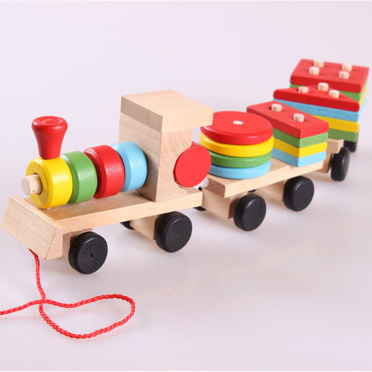 Wooden Train Tractor Puzzle Toy
