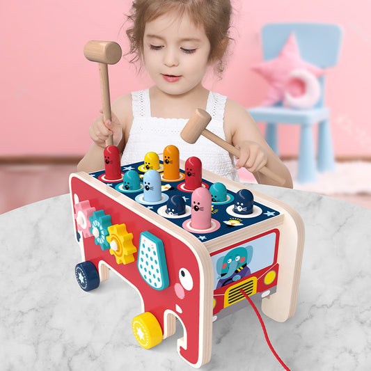 Montessori Wooden Animal Bus Pounding Toy